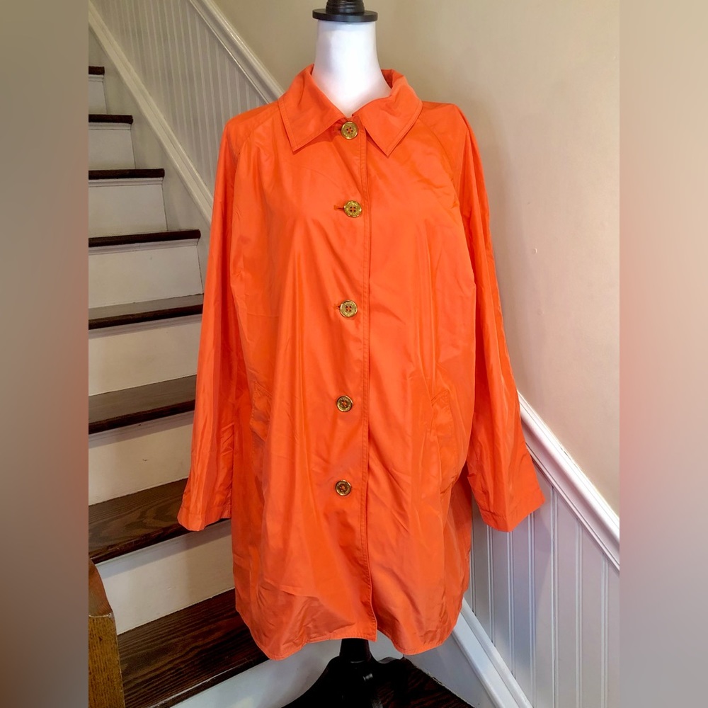 RALPH LAUREN Women’s Single Breasted Orange Trench Coat w Gold Buttons NWT
